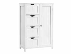 Hombuy® campagne meuble de rangement avec 4 tiroirs commode armoire blanche pour chambre salle de bain