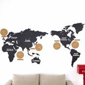 horloge murale (220X115 cm) Bricolage Monde Carte Mondiale