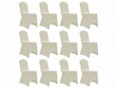 Housses élastiques de chaise crème 12 pièces dec022525
