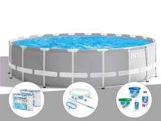 Kit piscine tubulaire Intex Prism Frame ronde 6,10 x 1,32 m + 6 cartouches de filtration + Kit d'entretien + Kit de traitement au chlore