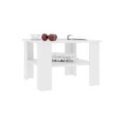 Les Tendances - Table basse carrée 1 étagère bois blanc Modra