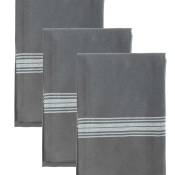 Lot de 3 torchons coton silver gris 50x70 cm