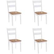 Lot de 4 chaises de salle à manger cuisine design classique bois d'hévéa massif blanc - blante