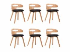 Lot de 6 chaises de salle à manger cuisine design intemporel bois courbé et synthétique noir cds022664