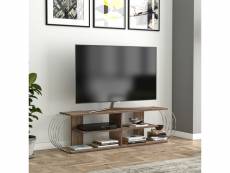 Meuble tv robertsfors 160 x 31 x 42 cm effet noyer chrome [en.casa]