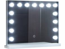 Miroir de maquillage hollywood avec 15 ampoules led