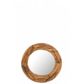 Miroir rond morceaux bois teck naturel D60cm