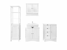 Ml-design set de 4 meubles de salle de bain blanc, en panneaux de particules mdf 490004801