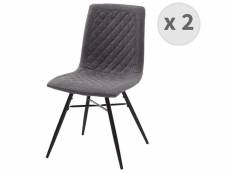 Oxford - chaise vintage tissu gris foncé pieds noir (x2) Chaise indus tissu gris foncé pieds noir (x2)