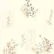 Papier peint LUTECE imprimé fleurs champêtres - Beige