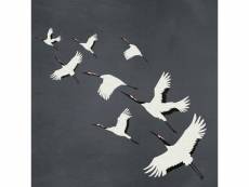 Papier peint panoramique oiseaux de grue gris foncé
