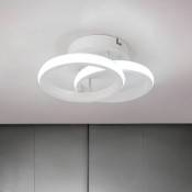 Plafonnier Salon lumière blanc froide Lampes led 20W de plafond Lustre Cuisine Entrée 2 Anneaux en caoutchouc souple + fer art D24xH9cm - Blanc