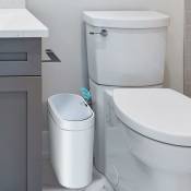 Poubelle de salle de bain, poubelle de salle de bain compacte automatique étanche de 3 gallons avec couvercle, poubelle étroite en plastique à