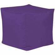 Pouf Cube, Repose-Pieds - Grand, 38cm x 38cm, Textile Tissé, Résistant à l'eau, Poufs d'intérieur et d'extérieur, Violet - Violet - Veeva