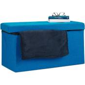 Pouf de rangement pliant coffre repose-pieds Hxlxp: 38 x 76 x 38 cm, bleu - Relaxdays