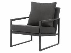 Scott - fauteuil lounge en tissu anthracite et métal noir