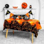 Sunxury - Nappes en plastique orange d'Halloween, nappes jetables d'Halloween, fournitures de décoration de fête d'Halloween Nappes en plastique 54 x