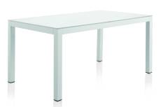 Table aluminium blanc avec plateau verre trempé blanc