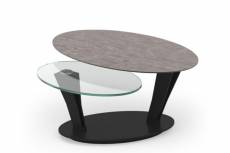 Table basse ovale double plateaux en céramique et
