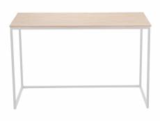 Table de bureau coloris chêne nordique / pieds blanc - longueur 120 x largeur 60 x hauteur 75 cm