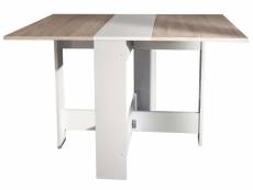 Table pliante L. max 103 cm SISHUI coloris blanc/ chêne