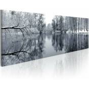 Tableau paysage hiver - 135 x 45 cm - Blanc et Noir
