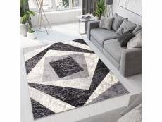 Tapiso dream tapis moderne géométrique carreaux noir gris crème 120 x 170 cm K855A GRAY 1,20-1,70 CHEAP PP CRM