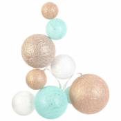 Thehomedecolight - Guirlande lumineuse boules colorées 10 leds multi-tailles - Beige