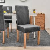 Ugreat - Housse de chaise en velours épais pour salle à manger, housse de chaise élastique gris foncé,AAFGVC