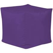 Veeva - Pouf Cube, Repose-Pieds - Grand, 38cm x 38cm, Textile Tissé, Résistant à l'eau, Poufs d'intérieur et d'extérieur, Violet - Violet