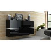 Azura Home Design - Buffet sakia suspendu noir 80 cm - Couleur: Noir