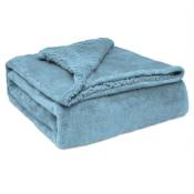 Briebe - Sherpa Canape Couverture Polaire 220x240cm, Épaisse Warm Plaid Blanket Bleu Pétrole - Bleu Pétrole