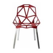 Chaise en aluminium rouge pieds gris One - Magis