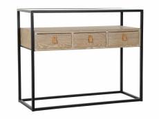 Console / table console en bois coloris naturel et métal noir - longueur 100 x profondeur 38 x hauteur 80 cm