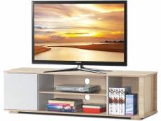 Costway meuble tv, console multimédia pour tv jusqu'à 55'' avec gestion des câbles de style moderne