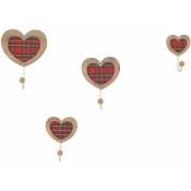 Décoshop26 - Crochets muraux sets de 4 patères en bois motif coeur