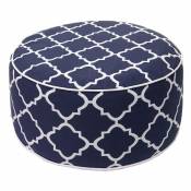 Decoshop26 Tabouret pouf siège intérieur/extérieur design moderne 29x55cm textile filé poly bleu-blanc 04_0005316