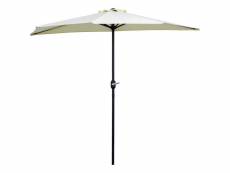 Demi parasol - parasol de balcon - ouverture fermeture manivelle - acier polyester haute densité crème