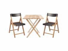 Ensemble table et chaises de jardin pliante en teck fsc graphite