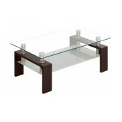 Fanmuebles - Table basse en verre transparent, pieds couleur Kendra Wengé 100 cm (largeur) x 43 cm (hauteur) x 60 cm (profondeur)