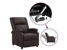 Fauteuil releveur inclinable | fauteuil de relaxation marron cuir véritable meuble pro frco23245