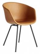 Fauteuil rembourré About a chair AAC27 / Cuir intégral & métal - Hay beige en cuir