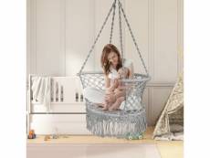 Giantex hamac chaise balançoire macramé, siège suspendu en corde de coton avec franges romantiques, capacité de 160kg