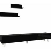 Helloshop26 - Ensemble meuble tv et 2 étagères 180 x 31 x 33 cm noir - Noir