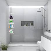 Hofuton Etagère d'angle de douche télescopique avec 4 tablettes blanches