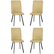 HOMCOM Lot de 4 chaises de salle à manger assise en similicuir rembourrée épais pieds en acier avec dossier noir
