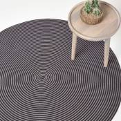 Homescapes - Tapis rond tissé à plat en coton spirale Gris et Noir, 120 cm - Gris et Noir