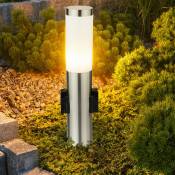 Lampadaire extérieur avec douille socle en acier inoxydable lampe chemin lumineux, argent, 1x E27, DxH 7,6x45 cm