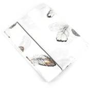 Linnea - Drap plat percale pur coton plumes 280x325 cm - Blanc