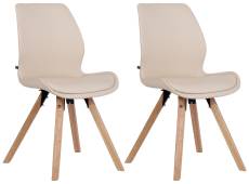 Lot 2 chaises avec pieds en bois assise en similicuir